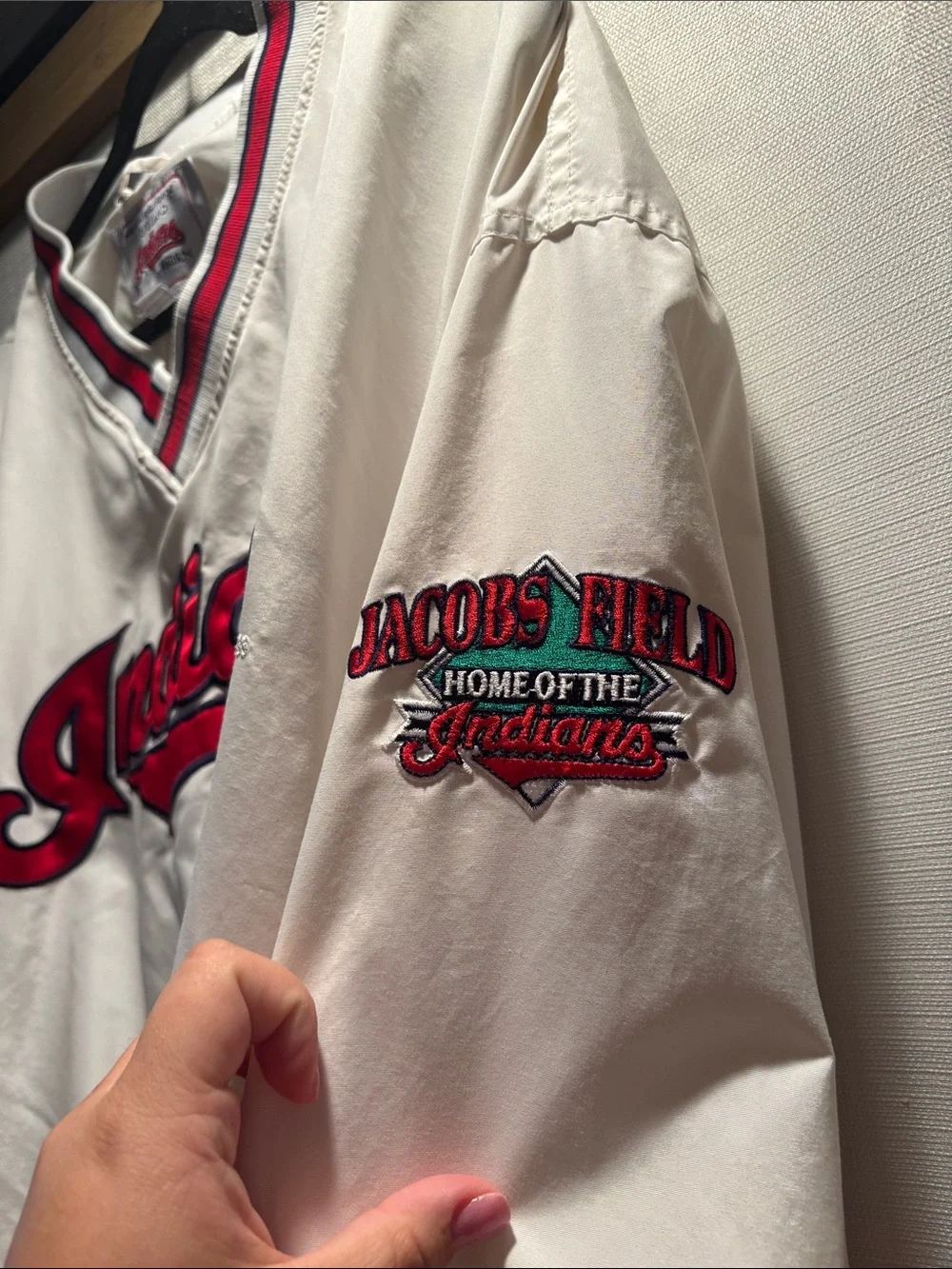 Puma Indians White Pullover Varsity Jacket with Red & Navy Trim Vintage